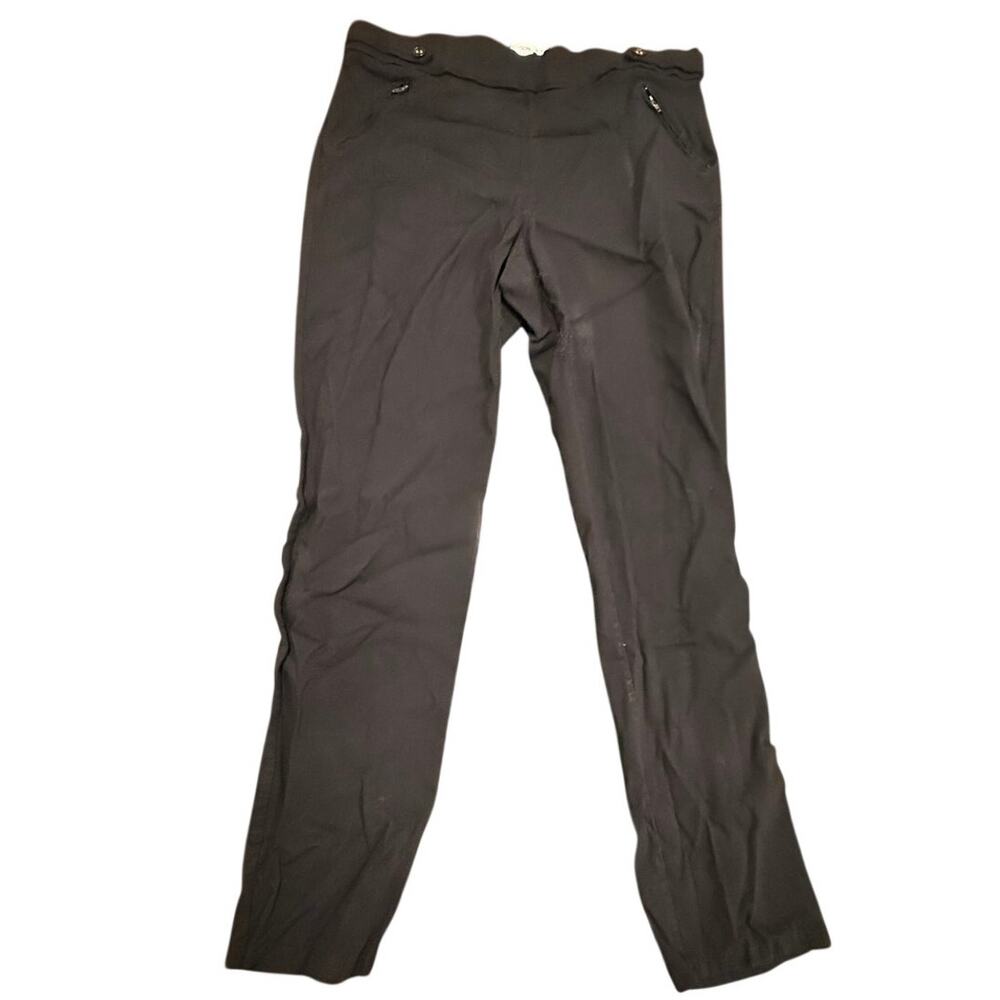 89th + Madison Women's Black Stretch Front Zip Pocket Pull-On Pants Size Large
